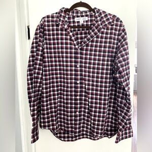 Old Navy Regular Long Sleeve Oxford Burgundy Check Men’s Size XL Everyday Shirt